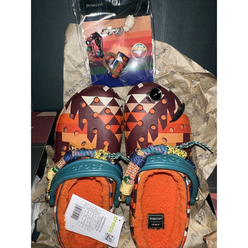 Crocs Pendleton Classic Lined Clog Multi & Jibbitz Unisex Size W 10 M 8